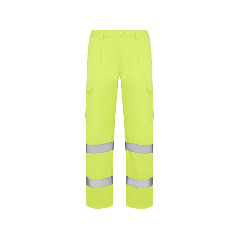 Pantalón largo de alta visibilidad con tejido resistente.